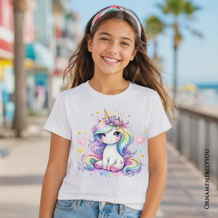Rainbow Unicorn Kids T-Shirt, Cute Animal Tee for Youth Girls