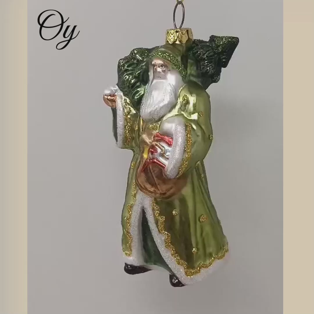 Spirit of the Forest Father Santa Victorian Glass Christmas Ornament