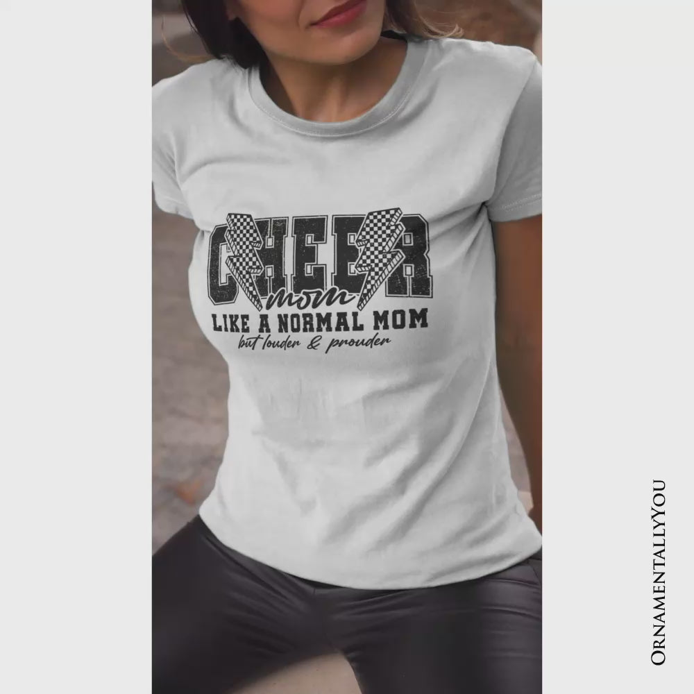 Cheer Mom Lightning T-Shirt, Cheerleader Retro White and Natural Tee for Proud Sports Mothers
