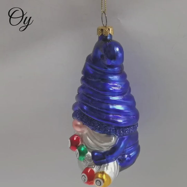 Bingo Gnome Glass Christmas Ornament