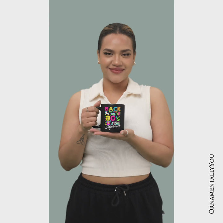 Back To The 80s Personalized Mug, Colorful Retro Eighties Party Gift with Custom Name