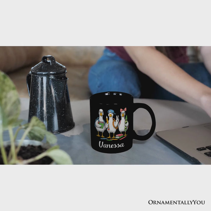Goose Back to School Personalized Mug, Cute Teacher Student Classroom Gift with Custom Name