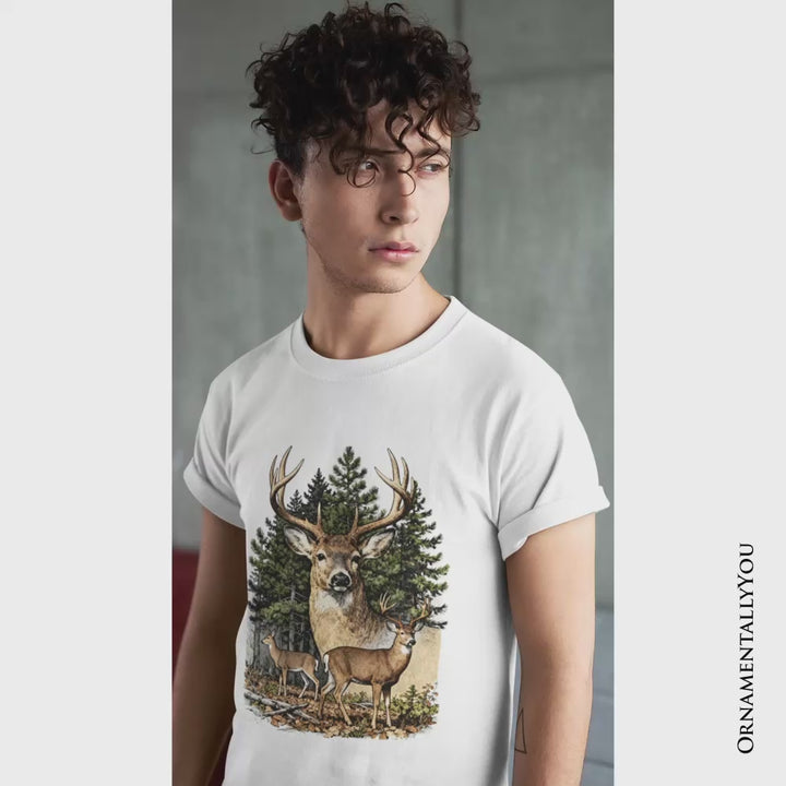 Forest Deers Vintage Grunge T-Shirt, Retro Hunter Tee