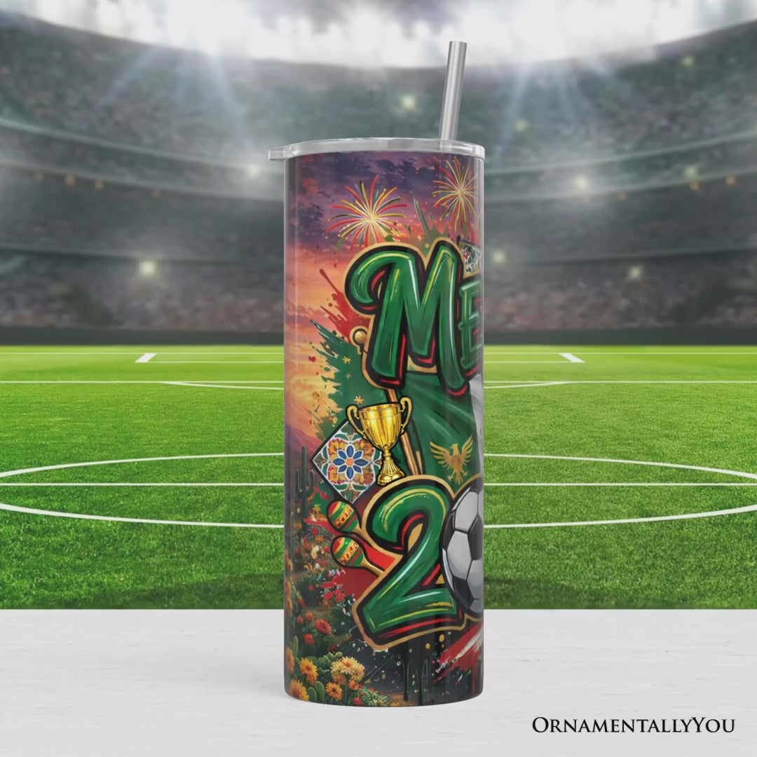 Mexico 2026 Soccer Cup Global Championship 20oz Tumbler With Lid and Stainless Steel Straw, Fans Football Gift Cup