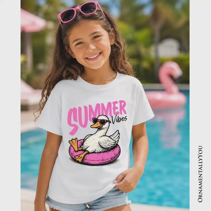 Kids Summer Vibes Goose T-Shirt, Funny Beach Vacation Youth Tee