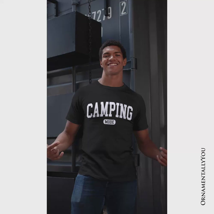 Camping Mode Varsity T-Shirt, Minimalist Outdoors Tee
