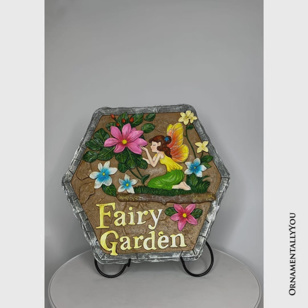 Fairy Kisses and Flowers Garden Stepping Stone, 9.5" Outdoor Decoration Statue