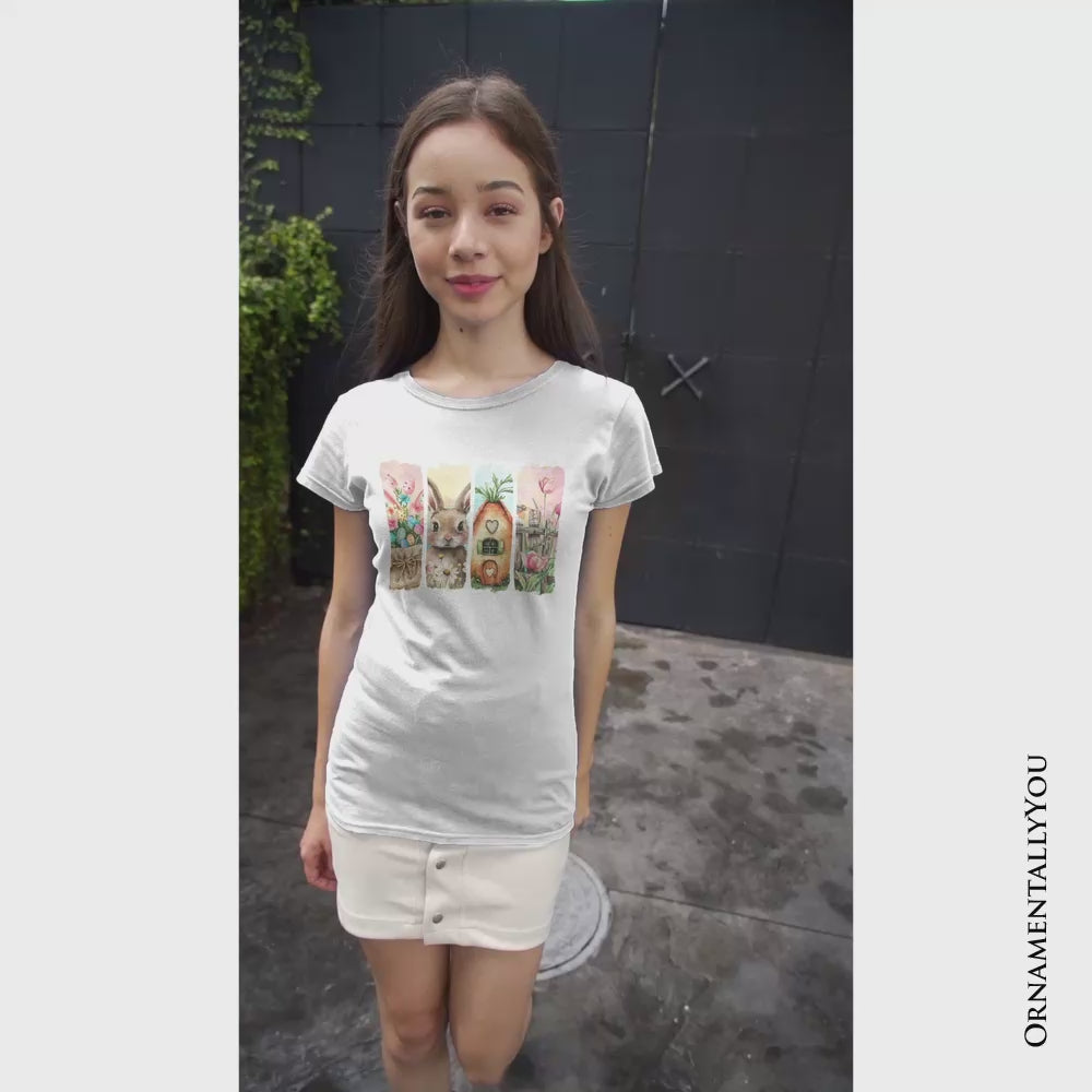 Easter Bunny Floral Brushstroke T-Shirt, Spring Pastel Coquette Tee