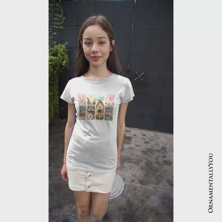 Easter Bunny Floral Brushstroke T-Shirt, Spring Pastel Coquette Tee