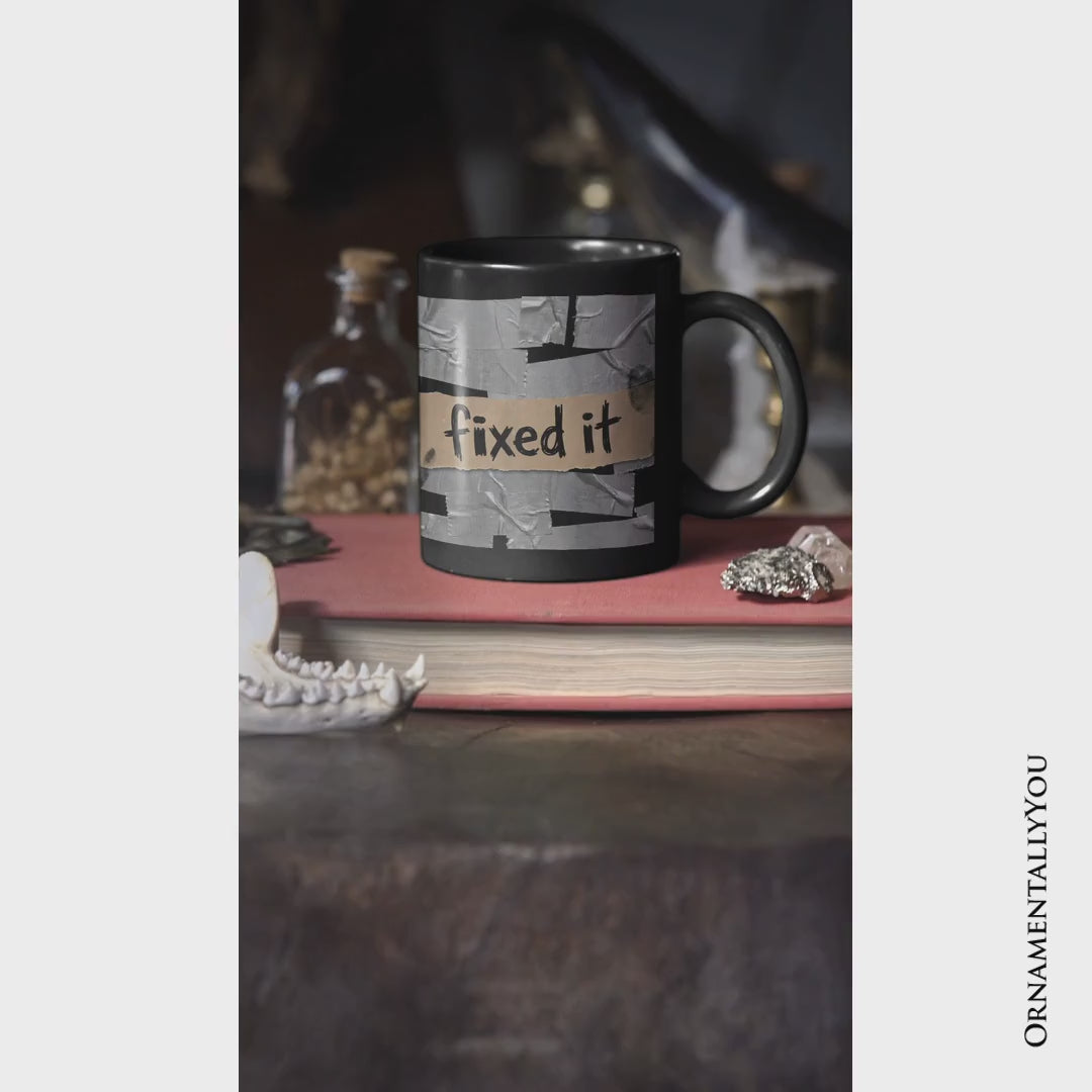 Fixed It Duct Tape Funny Mug, Handyman Dad Gift