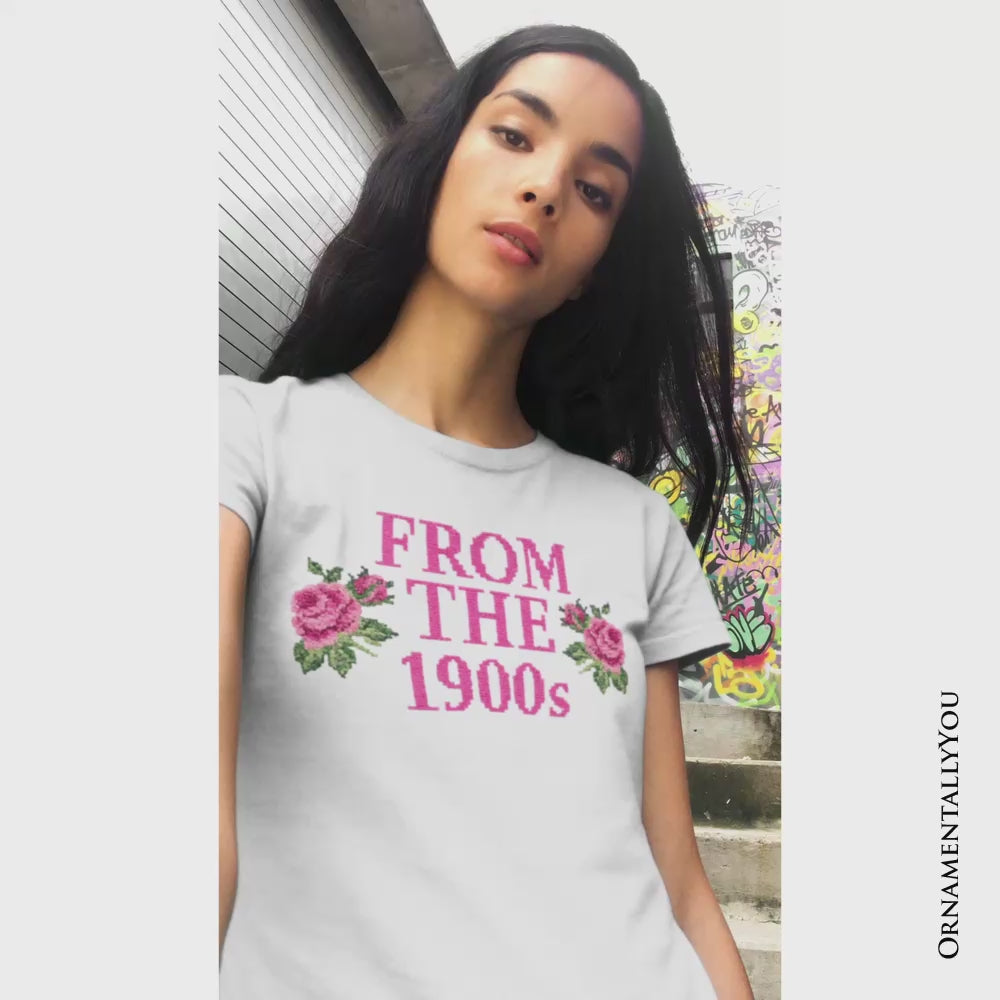 From The 1900s Floral Printed Faux Embroidery T-Shirt, Sarcastic Vintage Tee