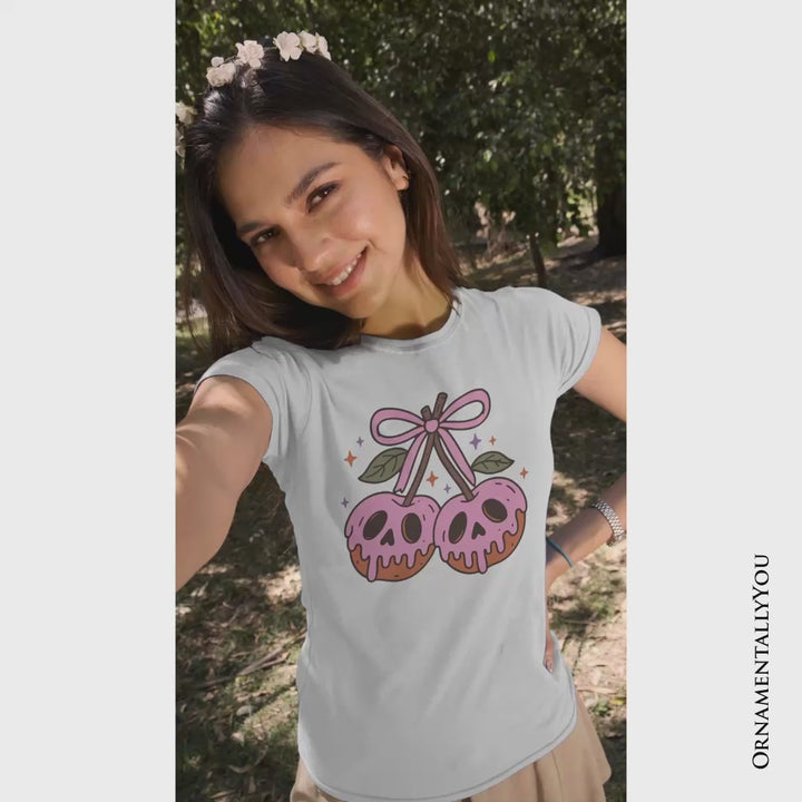 Sweet and Spooky Poison Cherries Halloween T-Shirt, Coquette Skulls Tee