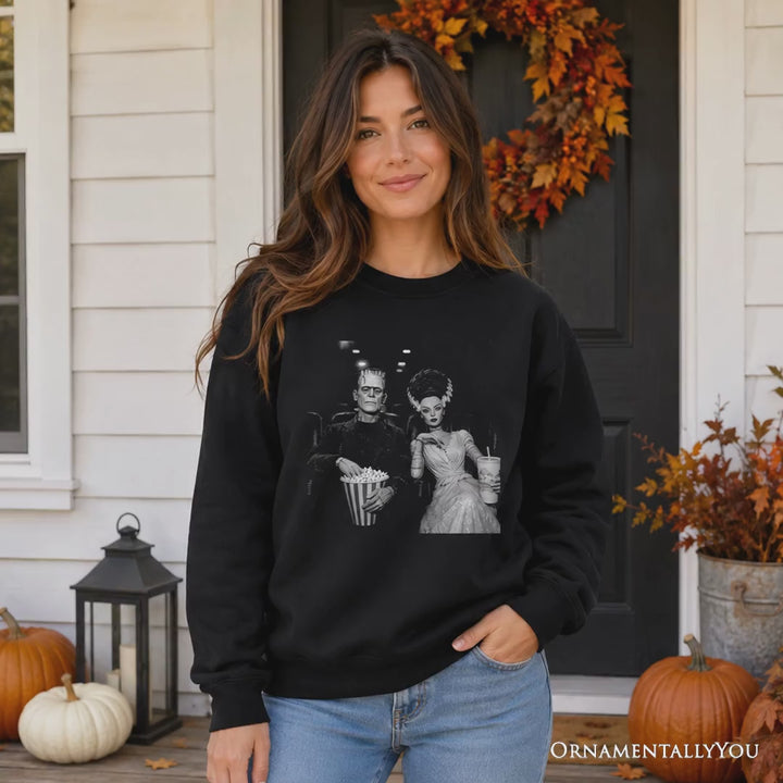 Frankenstein Movie Date Night Sweatshirt, Vintage Horror Couple Cinema Sweater