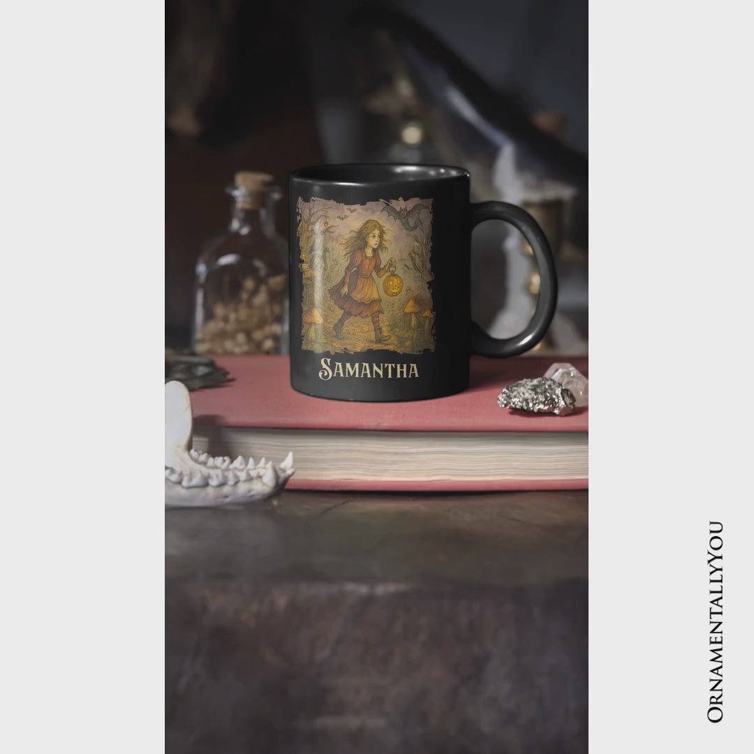 Vintage Alice’s Adventure in Wonderland Personalized Mug, Spooky Halloween Gift with Custom Name