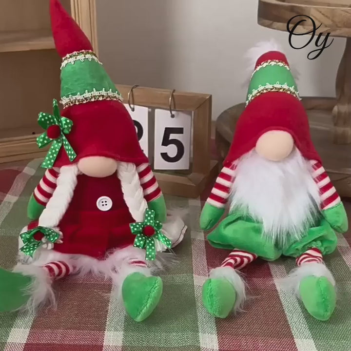 Classic Christmas Duo Plush Gnome Set, Christmas Table Centerpiece Decoration