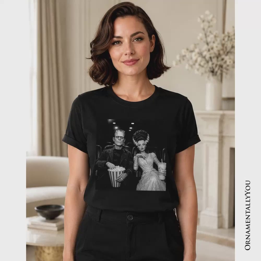 Frankenstein Movie Date Night T-Shirt, Vintage Horror Couple Cinema Tee