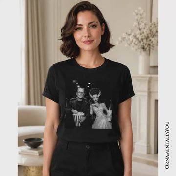 Frankenstein Movie Date Night T-Shirt, Vintage Horror Couple Cinema Tee