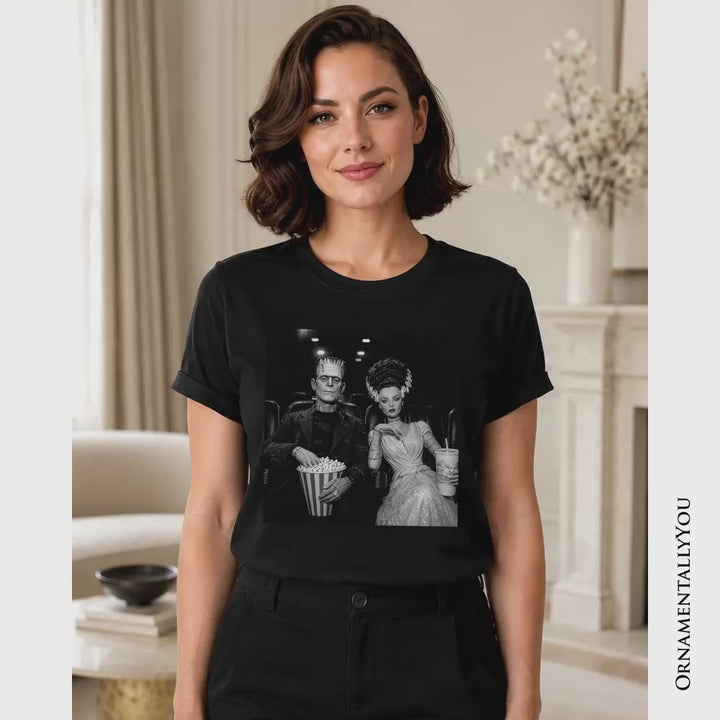 Frankenstein Movie Date Night T-Shirt, Vintage Horror Couple Cinema Tee