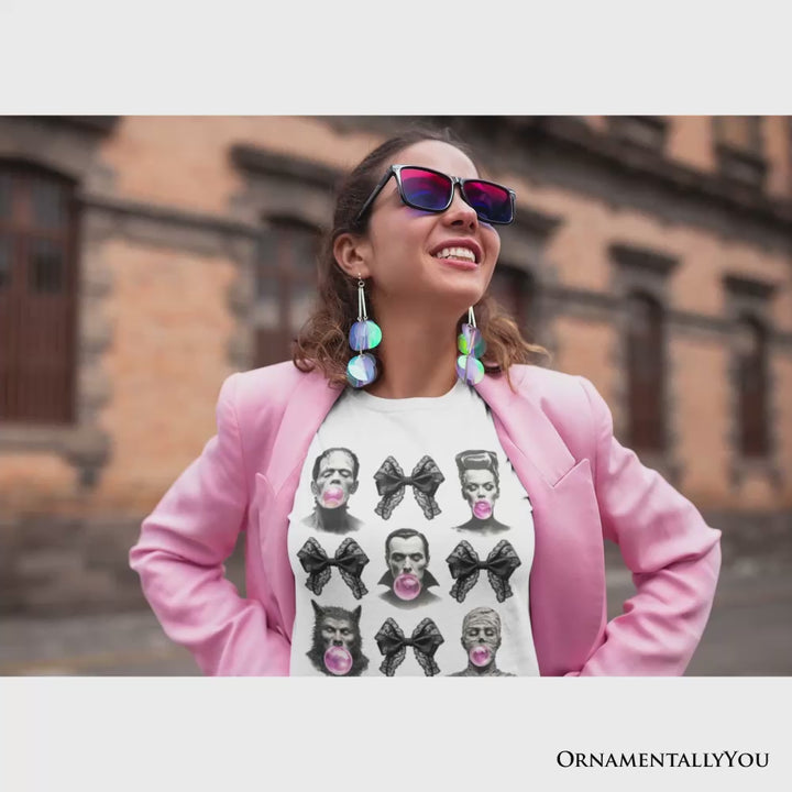 Bubblegum Classic Monster T-Shirt, Funny Coquette Bow Tee with Retro Style