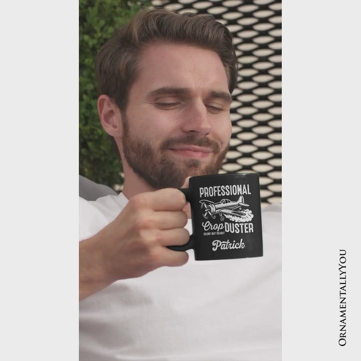 Professional Crop Duster Funny Personalized Mug, Silent But Deadly Sarcastic Men Gift with Custom Name