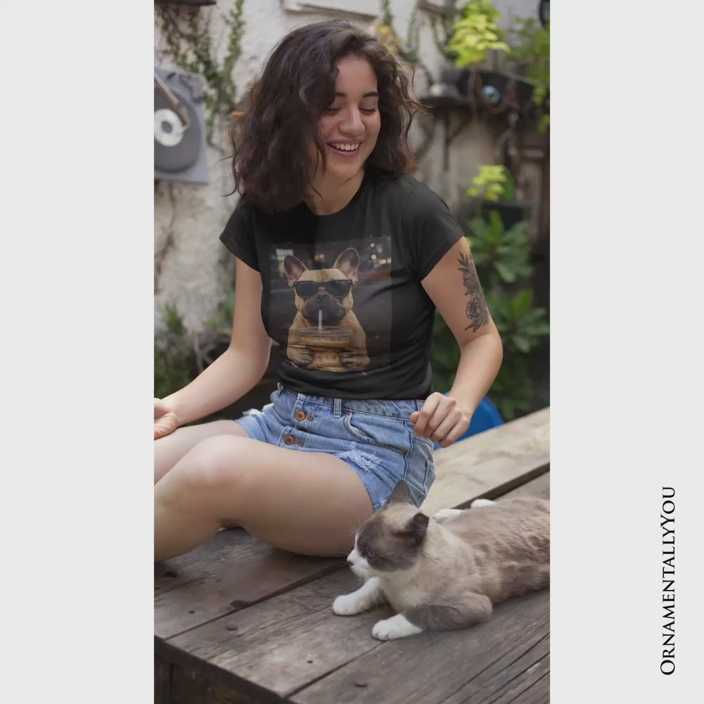 Bulldog Shepherd Iced Coffee T-Shirt, Funny Dog Parents Tee