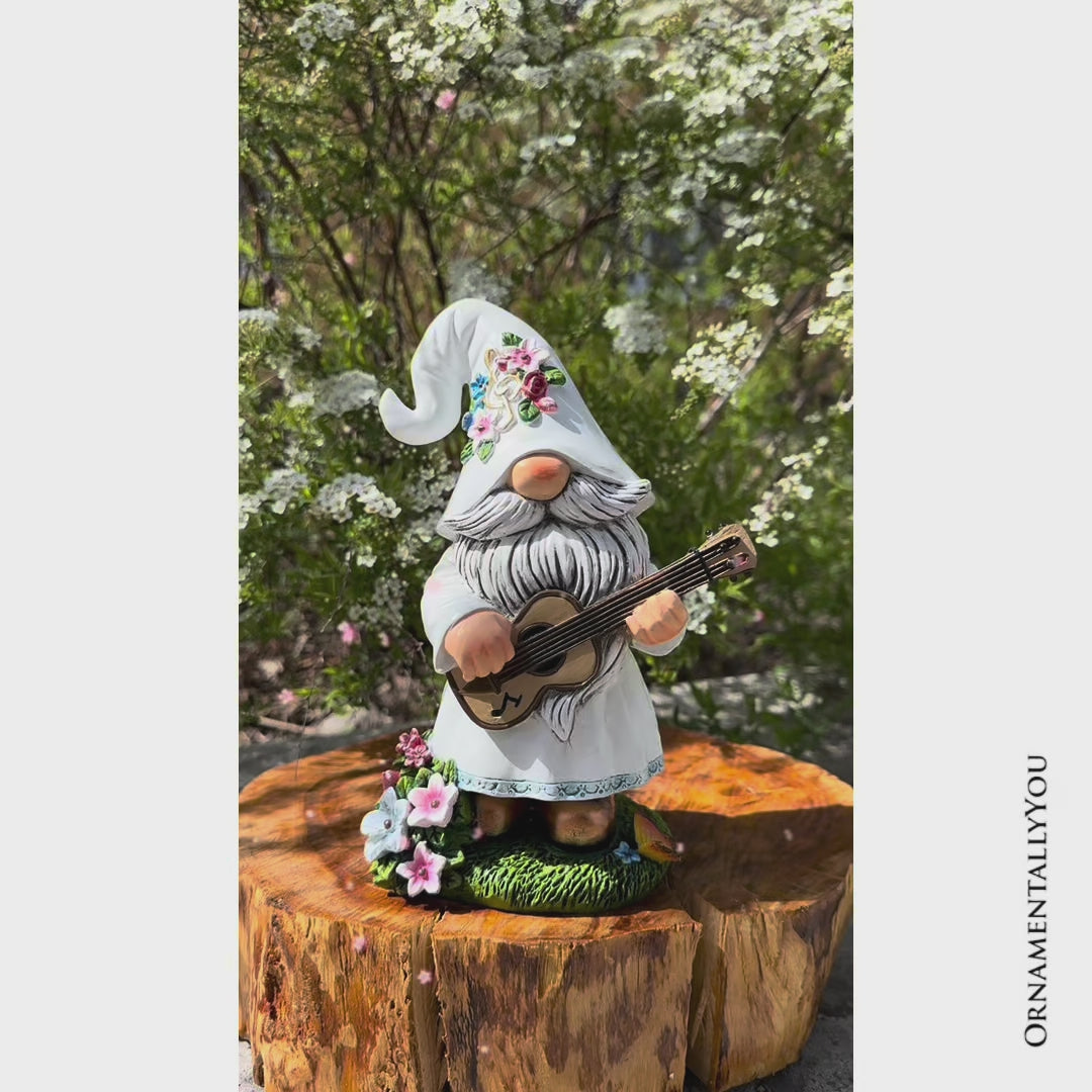 Elegant Serenader Garden Statue, 8" Romantic Musician Figurine Outdoor Decor