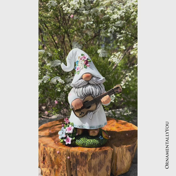Elegant Serenader Garden Statue, 8" Romantic Musician Figurine Outdoor Decor