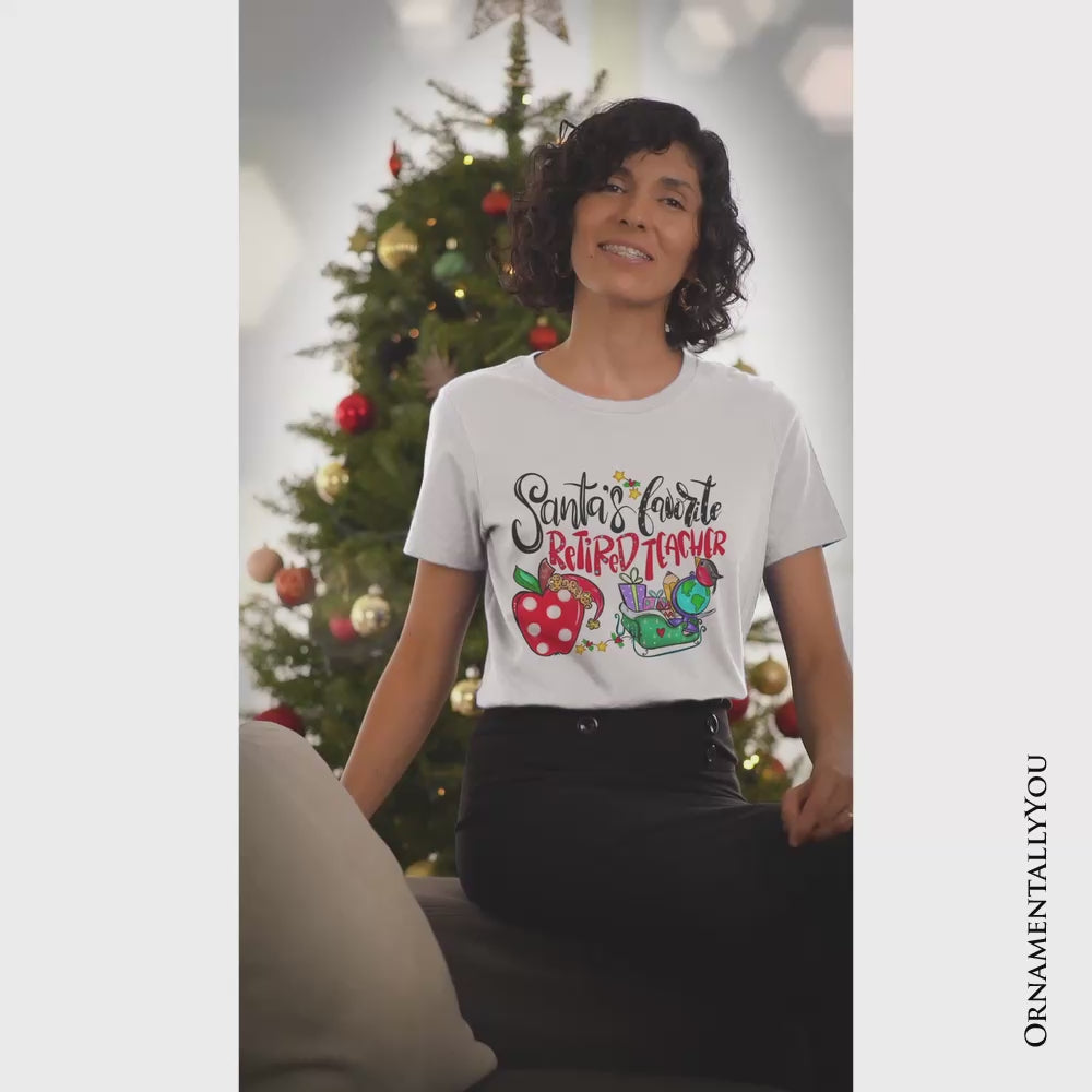 Santa’s Favorite Retired Teacher T-Shirt, Merry Christmas Classroom Memories Tee