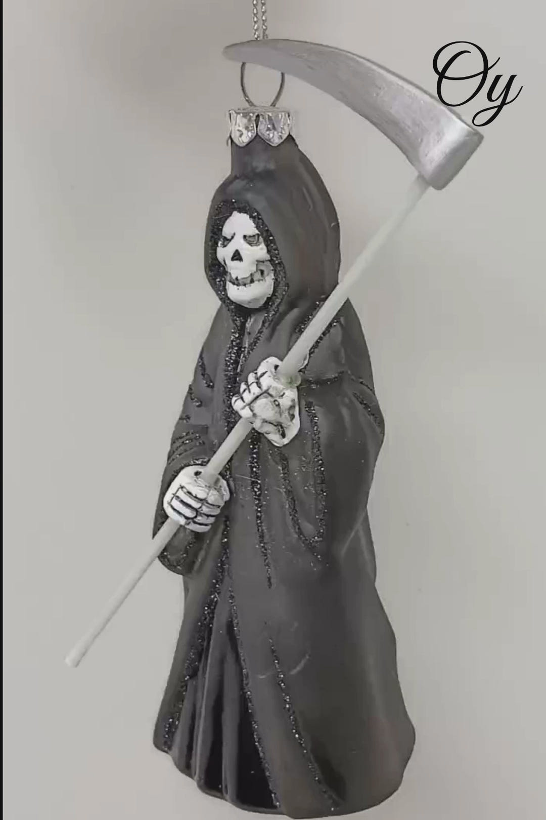 Grim Reaper Horror Glass Ornament, Spooky Halloween Christmas Tree Resin Decoration