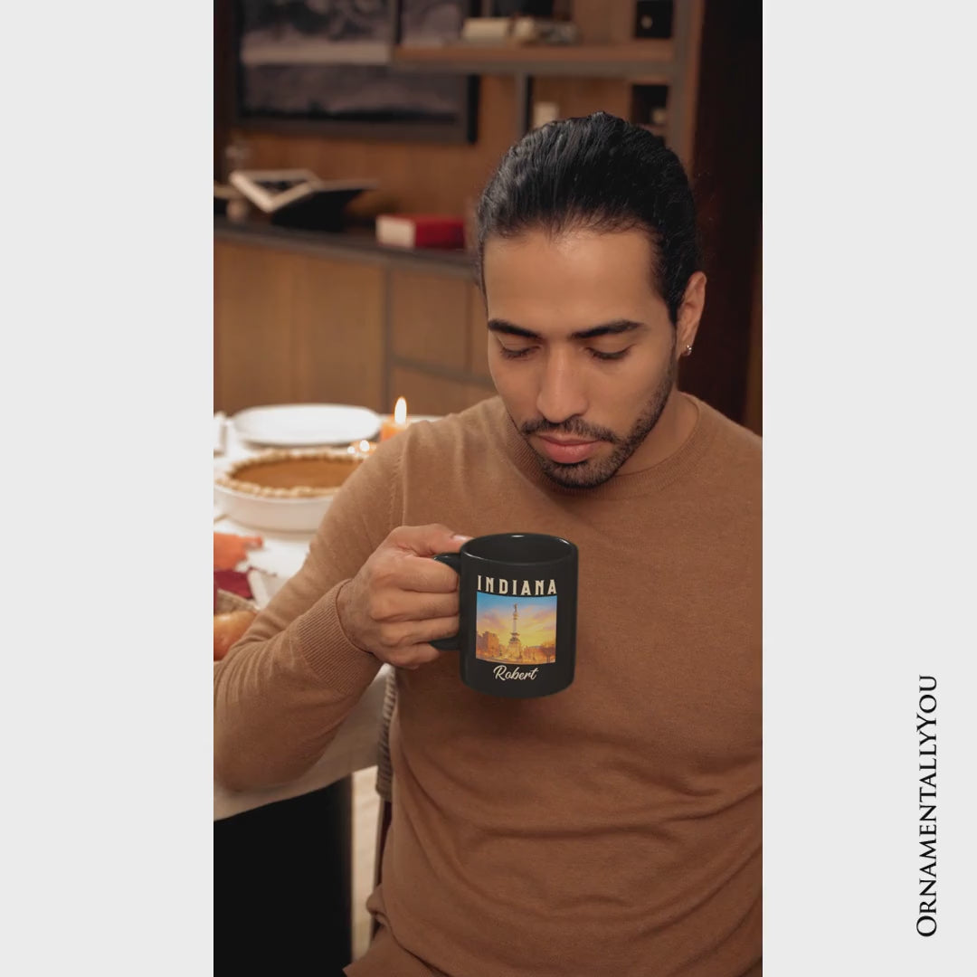 Historic Indiana State Soldiers and Sailors Monument Personalized Mug, Patriotic Gift and Indianapolis Landmark Souvenir with Custom Name