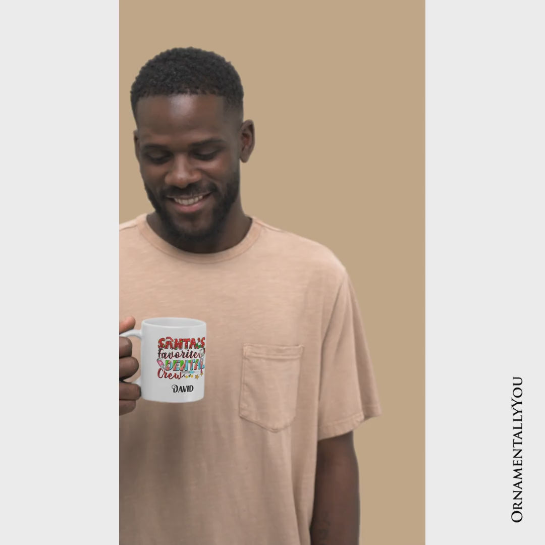 Santa’s Favorite Dental Crew Christmas Personalized Mug, Dentist Office Gift with Custom Name