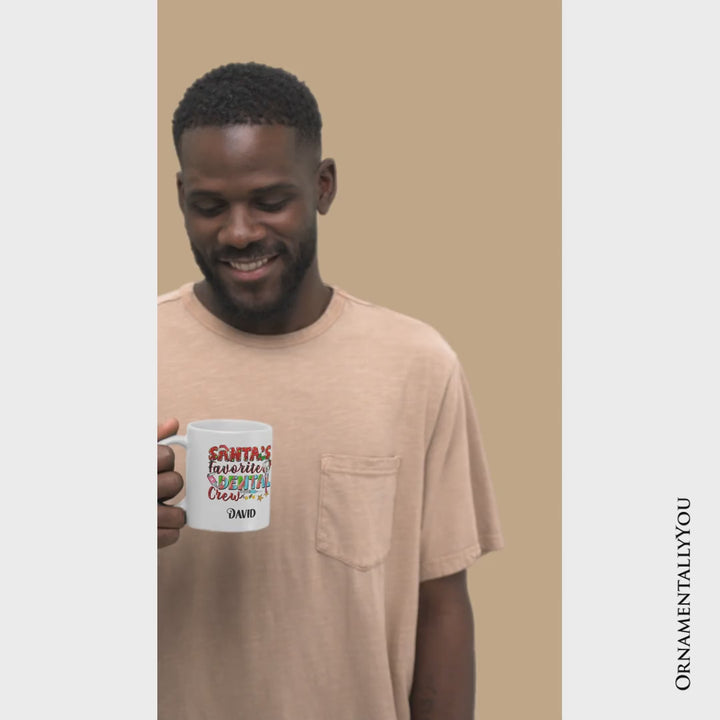 Santa’s Favorite Dental Crew Christmas Personalized Mug, Dentist Office Gift with Custom Name