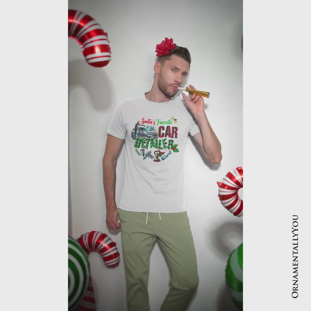 Santa’s Favorite Car Detailer T-Shirt, Christmas Auto Detailing Tee