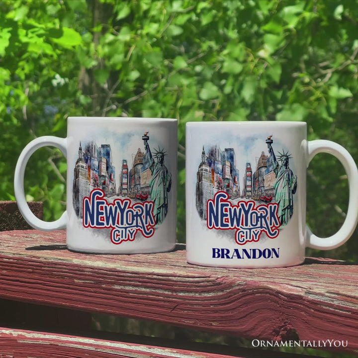 Handmade Artistic New York City Personalized Mug With Custom Name