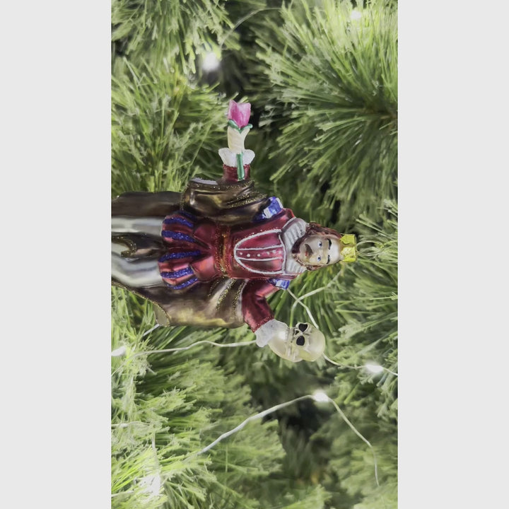 (Pre-Order) The Melancholy Prince William Shakespeare Glass Ornament, Unique Renaissance Italy Christmas Decor