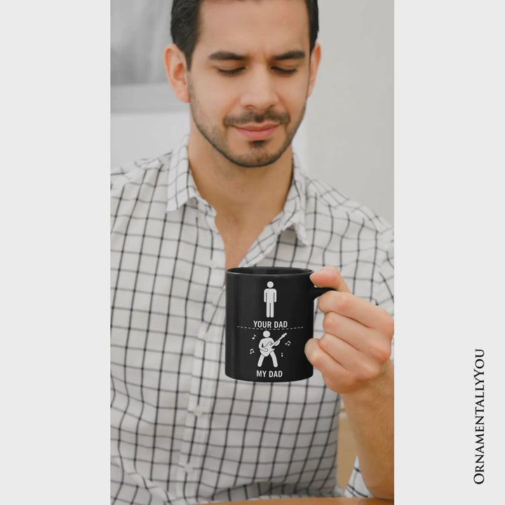 Your Dad Vs My Cool Dad Mug, Funny Bass Guitar Rock Father's Day Gift