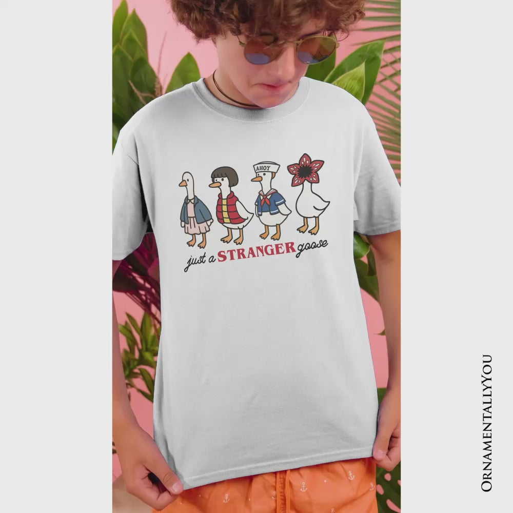 Kids Just a Stranger Goose T-Shirt, Funny Retro Youth Tee