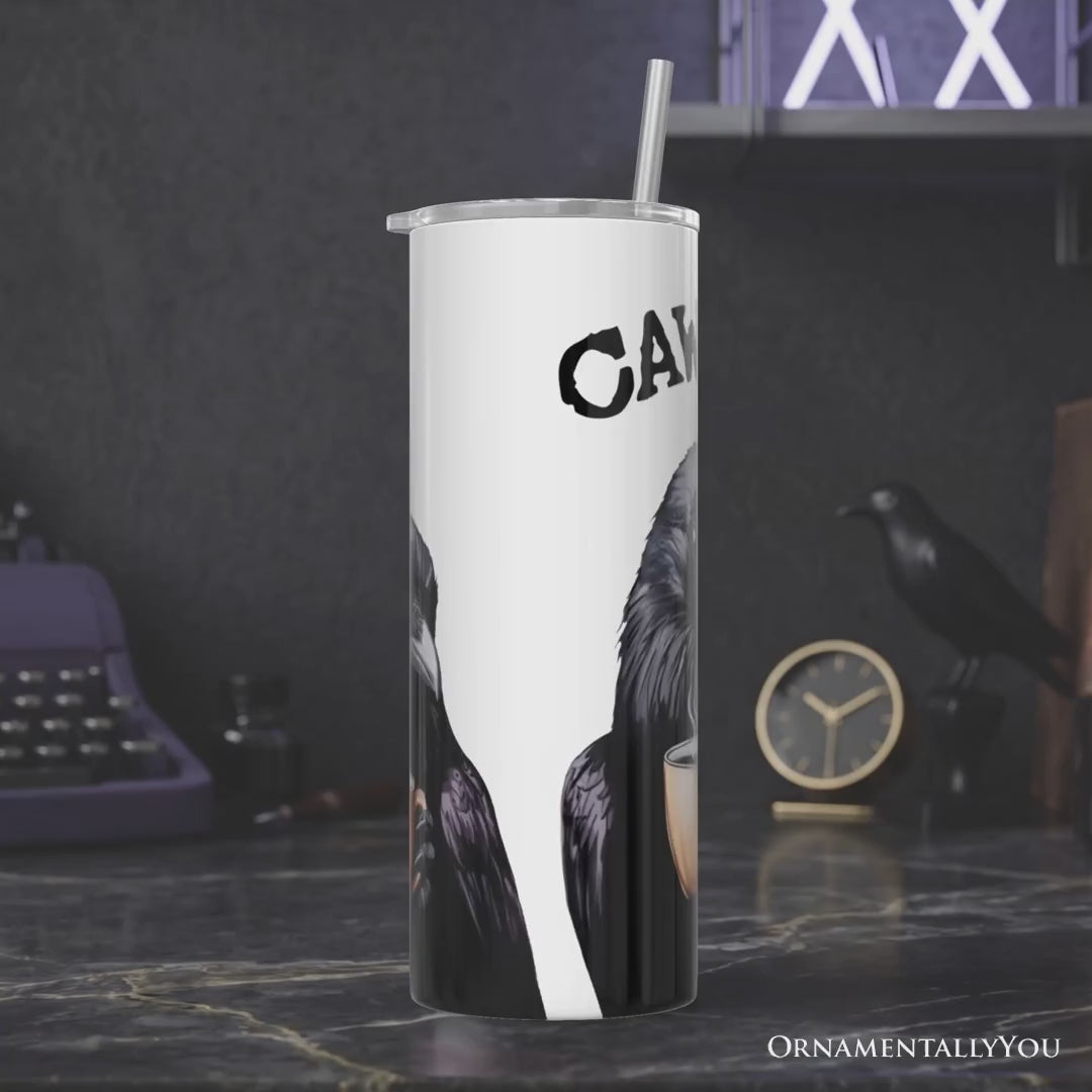 Cawfee Crow 20oz Personalized Tumbler With Lid and Stainless Steel Straw, Funny Bird Lover Gift Cup