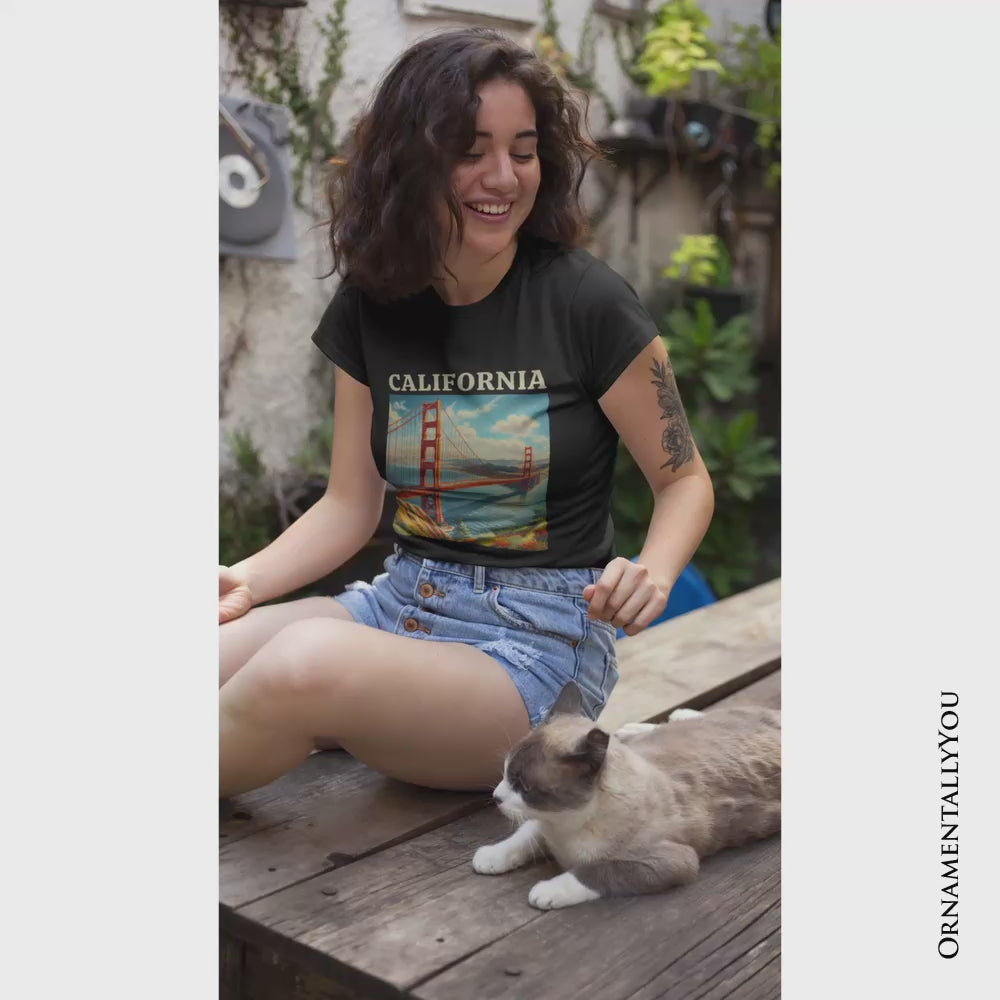Classic California State Golden Gate Bridge T-Shirt, San Francisco Bay Tee and Coastal Landmark Souvenir