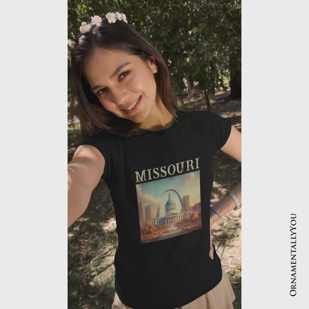 Missouri State Gateway Arch and Courthouse T-Shirt, Iconic St. Louis Landmarks Tee and Travel Souvenir