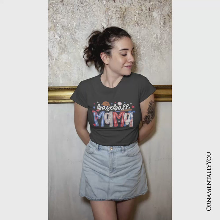 Baseball Mama Preppy Bow T-Shirt, Girly Sports Mom Tee