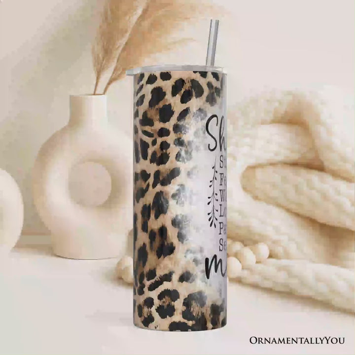 Mother's Day Quote 20oz Personalized Tumbler With Lid and Stainless Steel Straw, Leopard Print Mom Appreciation Gift Cup
