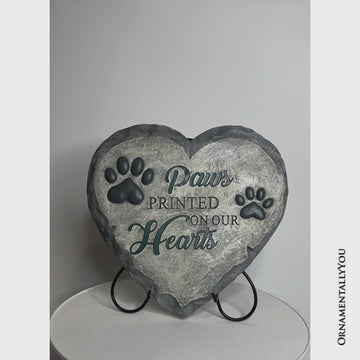 Paws Printed on our Hearts Memorial Stepping Stone for Pet, 9.5" Dog Funeral and Pet Cemetery Decor