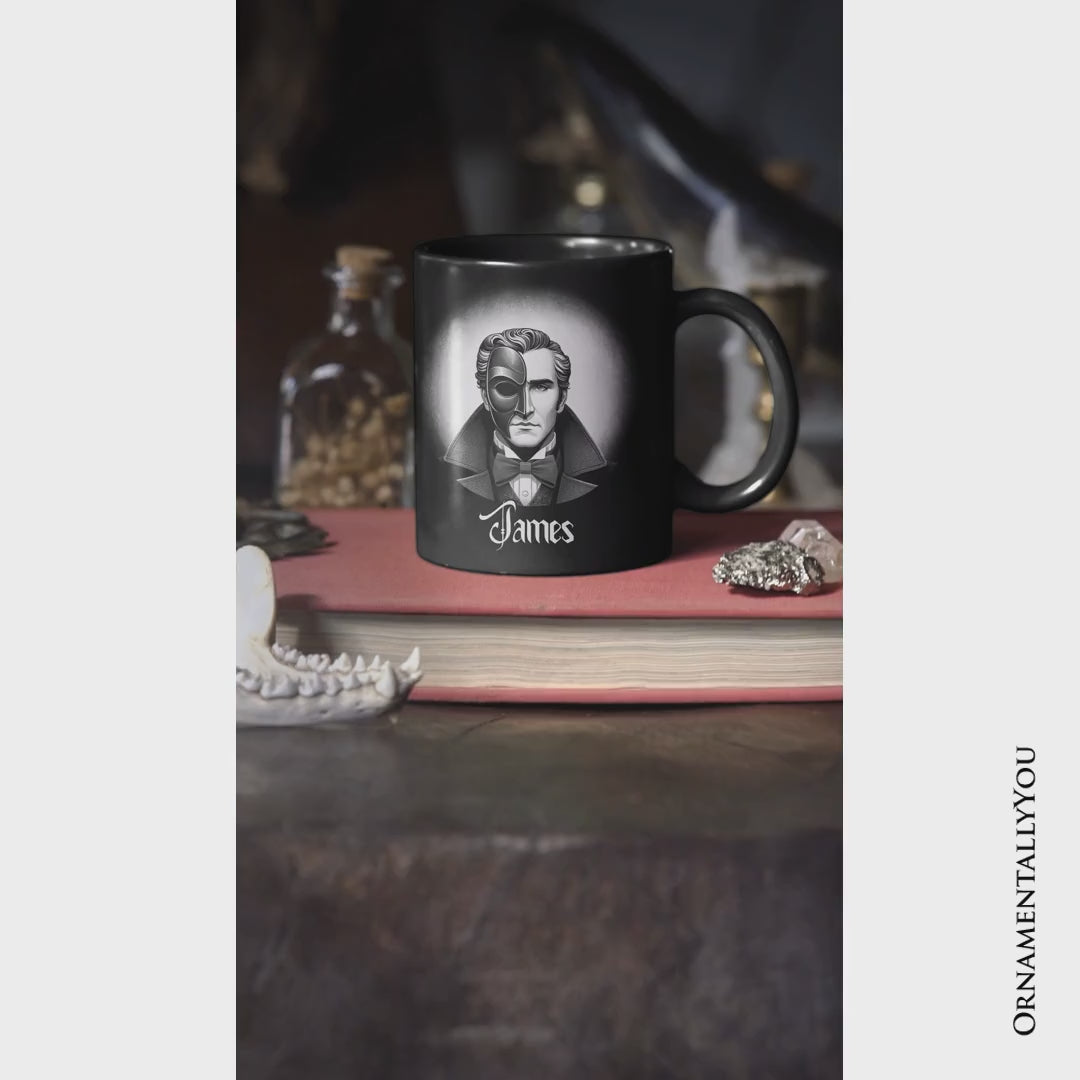 Phantom Opera Spooky Portrait Personalized Mug Horror Villain Theme Halloween Gift with Custom Name