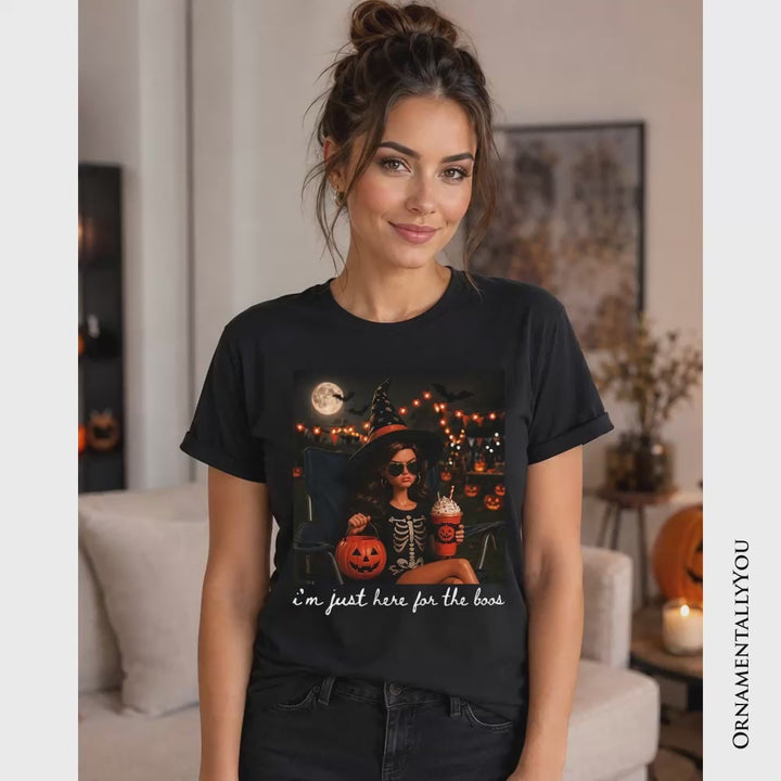 I’m Just Here for the Boos Witch T-Shirt, Funny Halloween Party Tee