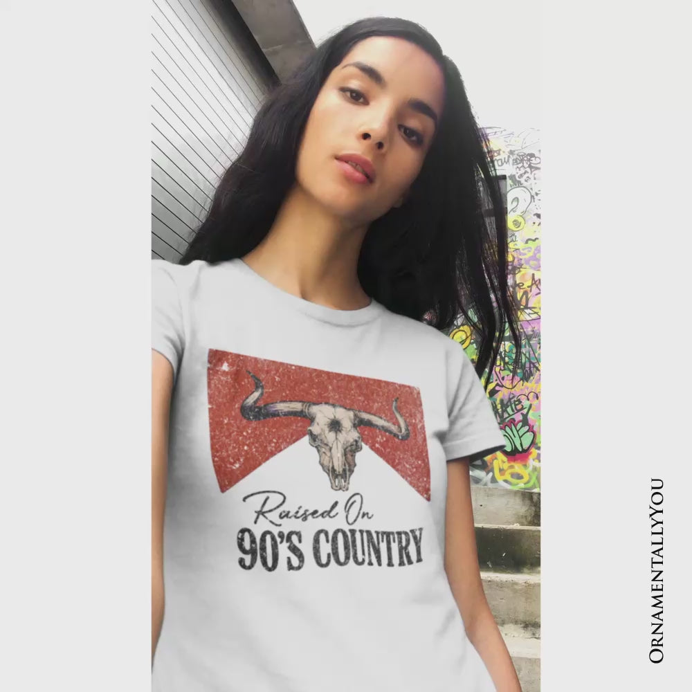 Raised On 90s Country T-Shirt, Vintage Bull Skull Tee