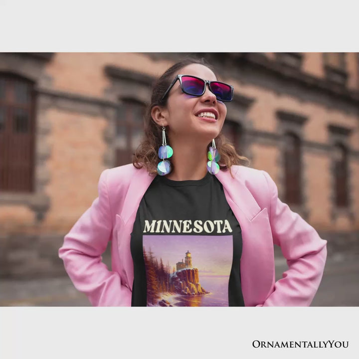 Scenic Minnesota State Split Rock Lighthouse T-Shirt, Lake Superior Landmark Tee and Travel Souvenir