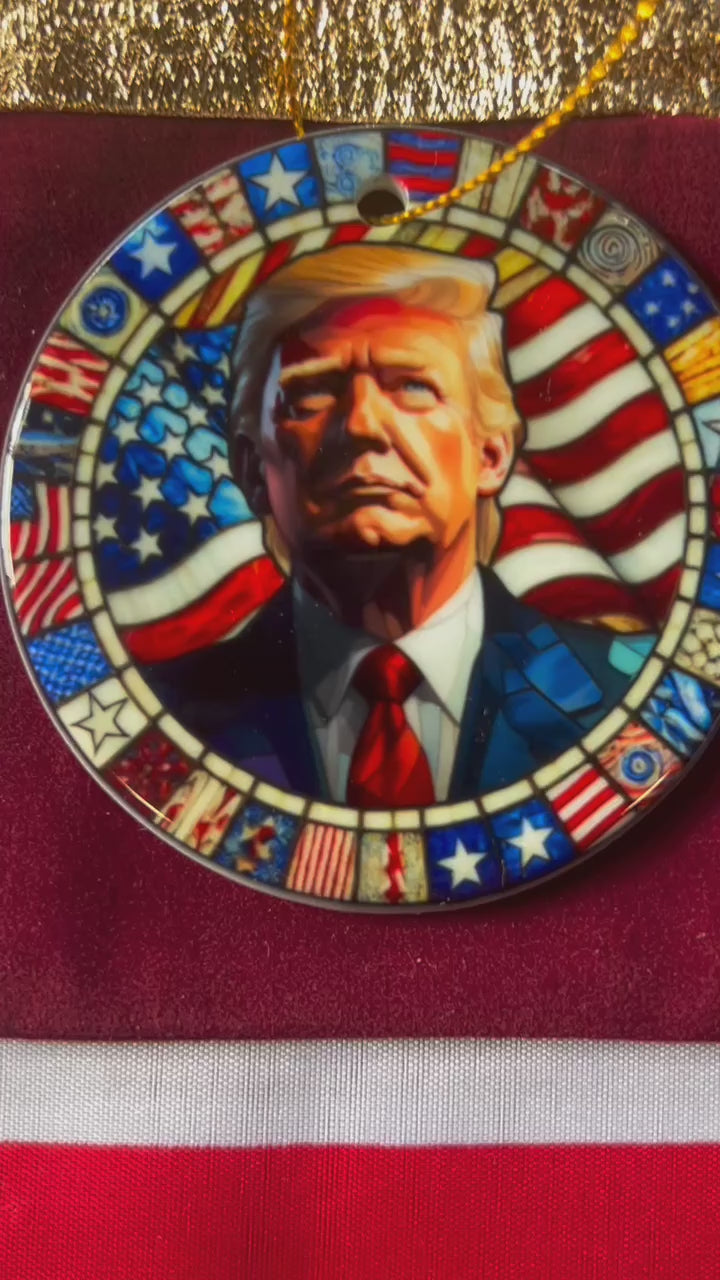 Donald Trump in Stained Glass Style Ornament, 2024 Election Support Christmas Gift