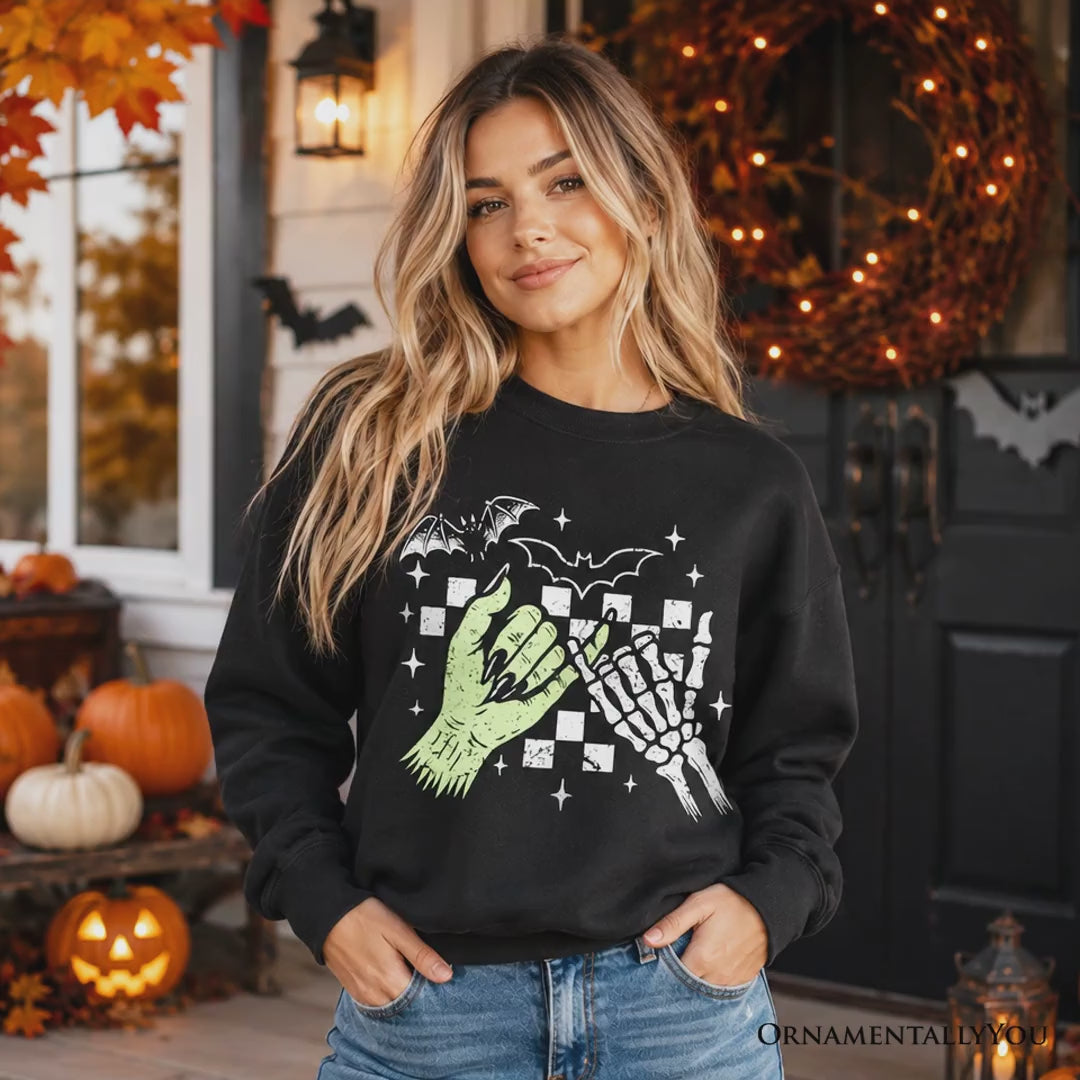 Monster Skeleton Pinky Promise Sweatshirt, Funny Spooky Halloween Sweater