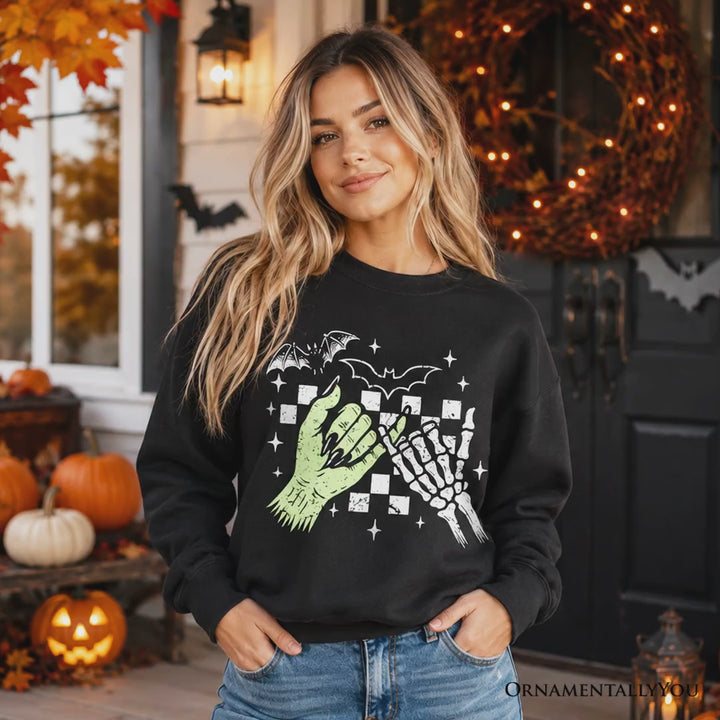 Monster Skeleton Pinky Promise Sweatshirt, Funny Spooky Halloween Sweater